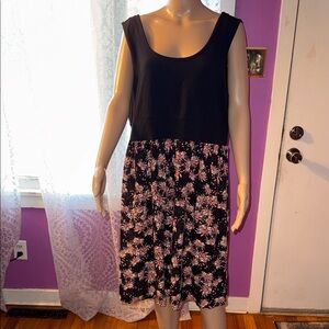 Torrid Black and Pink Floral Midi Dress